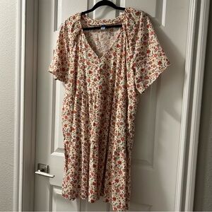 Old Navy Floral Dress - Cream w/ Orange Flowers